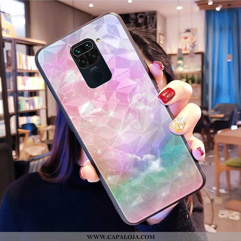 Capa Xiaomi Redmi Note 9 Tendencia Diamante Vermelha Malha Rosa, Capas Xiaomi Redmi Note 9 Quadricul