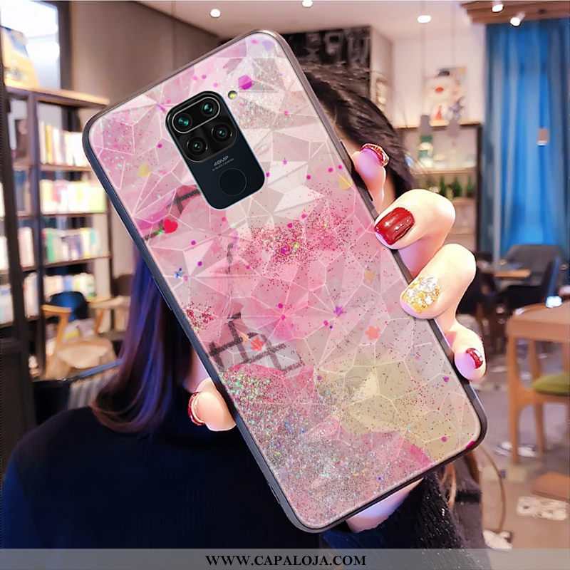 Capa Xiaomi Redmi Note 9 Tendencia Diamante Vermelha Malha Rosa, Capas Xiaomi Redmi Note 9 Quadricul