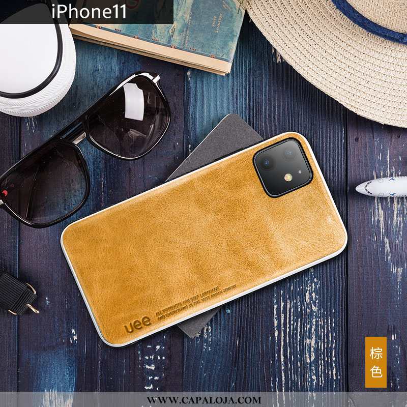 Capa iPhone 11 Couro Completa Cases Telemóvel Amarelo, Capas iPhone 11 Tendencia Comprar