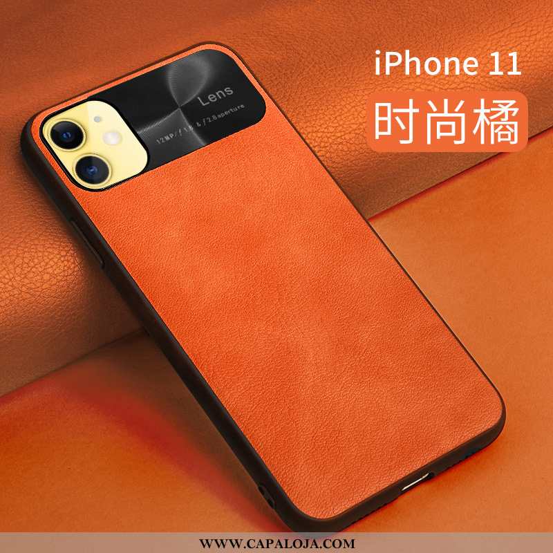 Capa iPhone 11 Couro Malha Protetoras Nova Laranja, Capas iPhone 11 Tendencia Comprar