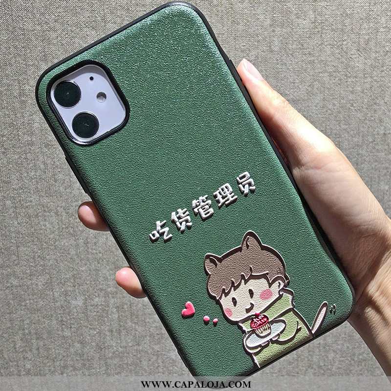 Capa iPhone 11 Desenho Animado Minimalista Menina Rosa, Capas iPhone 11 Verde Comprar