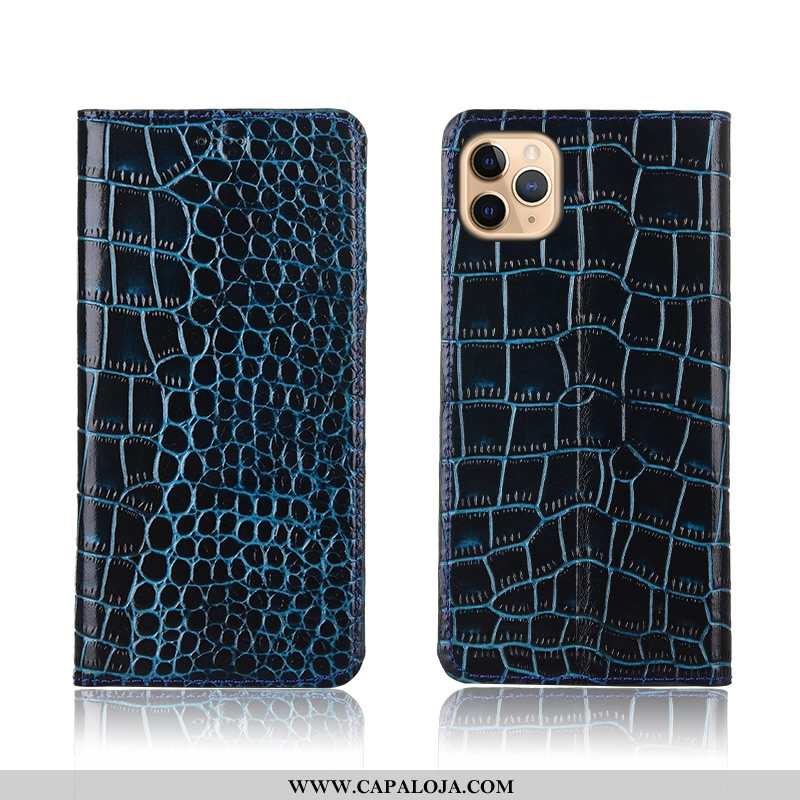 Capa iPhone 11 Pro Couro Genuíno Cases Tigrada Crocs Preto, Capas iPhone 11 Pro Protetoras Barato