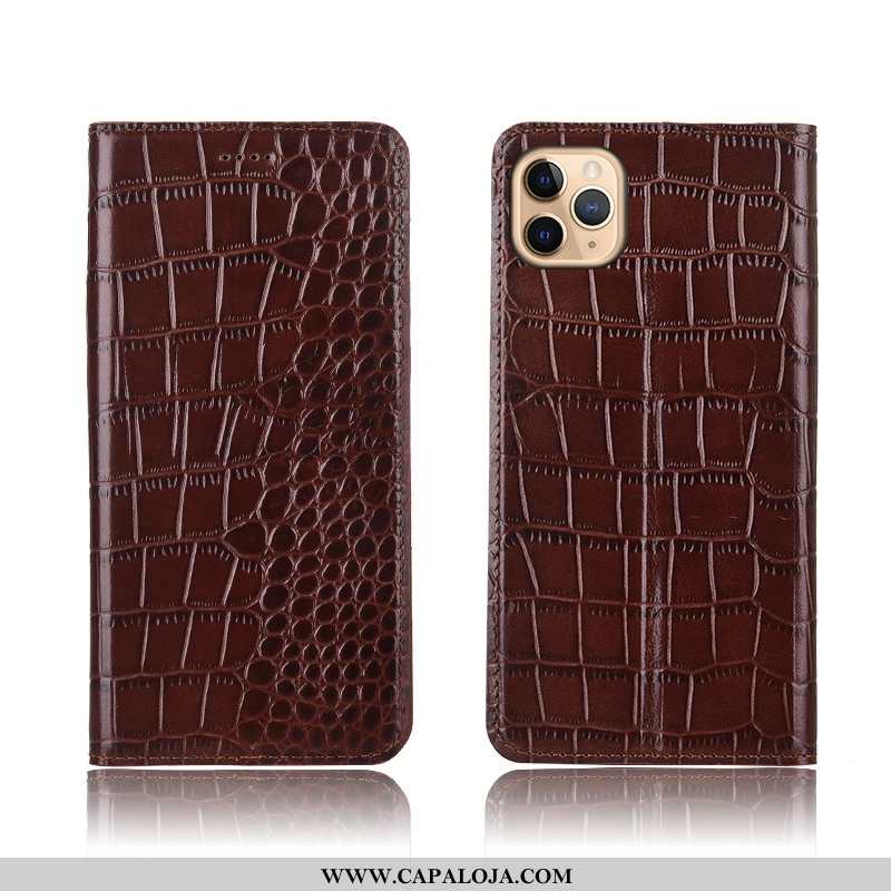 Capa iPhone 11 Pro Couro Genuíno Cases Tigrada Crocs Preto, Capas iPhone 11 Pro Protetoras Barato