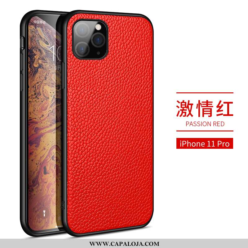 Capa iPhone 11 Pro Estiloso Cases Protetoras Masculino Vermelho, Capas iPhone 11 Pro Couro Genuíno P