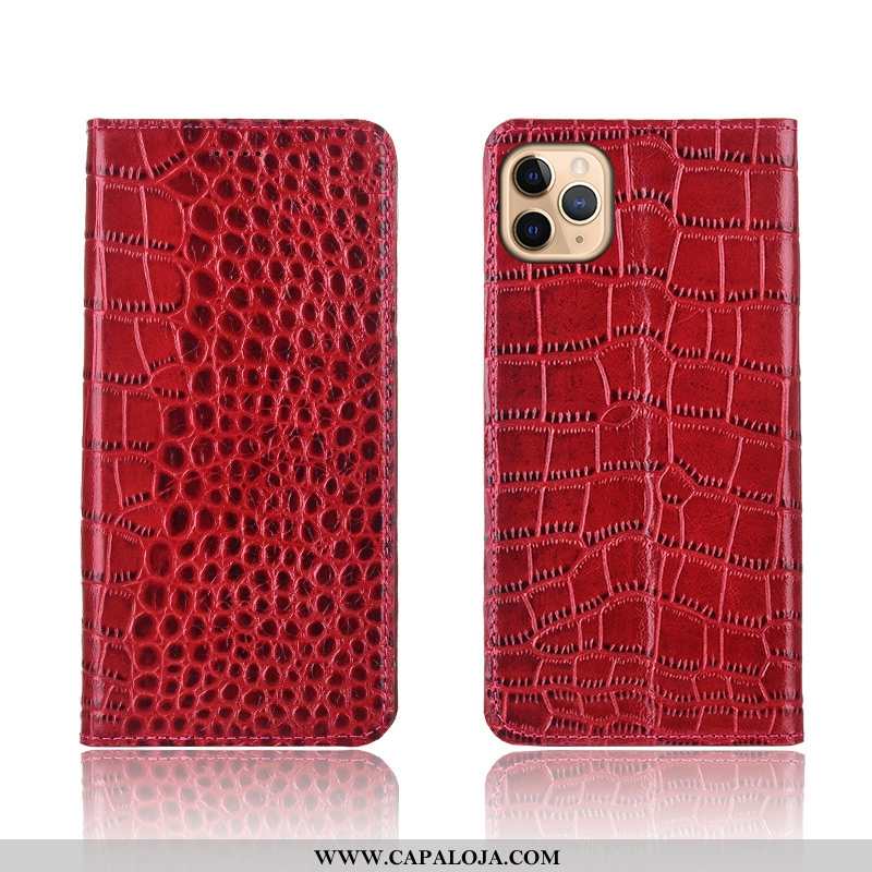 Capa iPhone 11 Pro Max Couro Legitimo Completa Crocs Tigrada Vermelho, Capas iPhone 11 Pro Max Prote