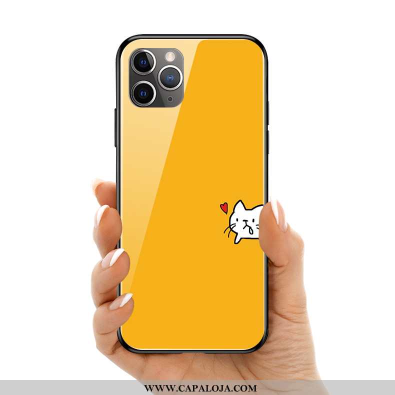 Capa iPhone 11 Pro Max Silicone Capas Amarelo Gatinho, iPhone 11 Pro Max Vidro Baratos