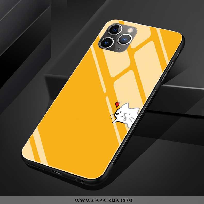 Capa iPhone 11 Pro Max Silicone Capas Amarelo Gatinho, iPhone 11 Pro Max Vidro Baratos