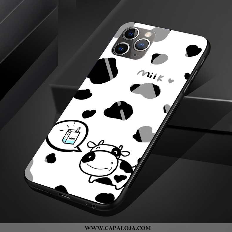 Capa iPhone 11 Pro Max Silicone Desenho Animado Protetoras Vaca Preto, Capas iPhone 11 Pro Max Vidro