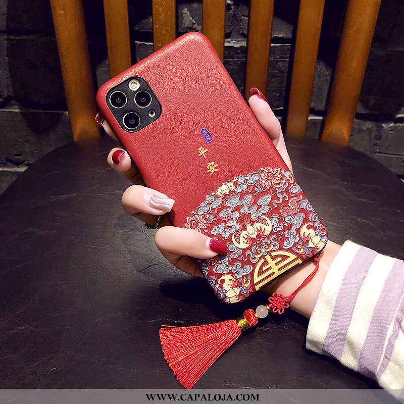 Capa iPhone 11 Pro Max Tendencia Antiqueda Cases Franja Vermelho, Capas iPhone 11 Pro Max Vermelha O