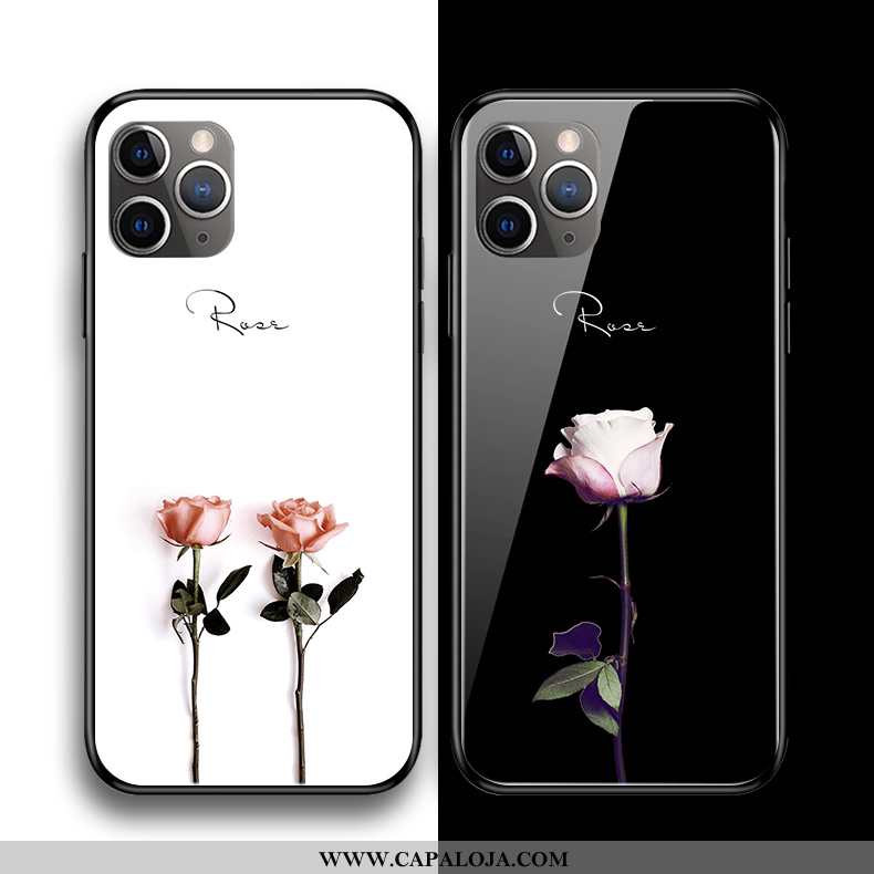 Capa iPhone 11 Pro Max Vidro Telinha Rose Capas Branco, iPhone 11 Pro Max Personalizado Baratas