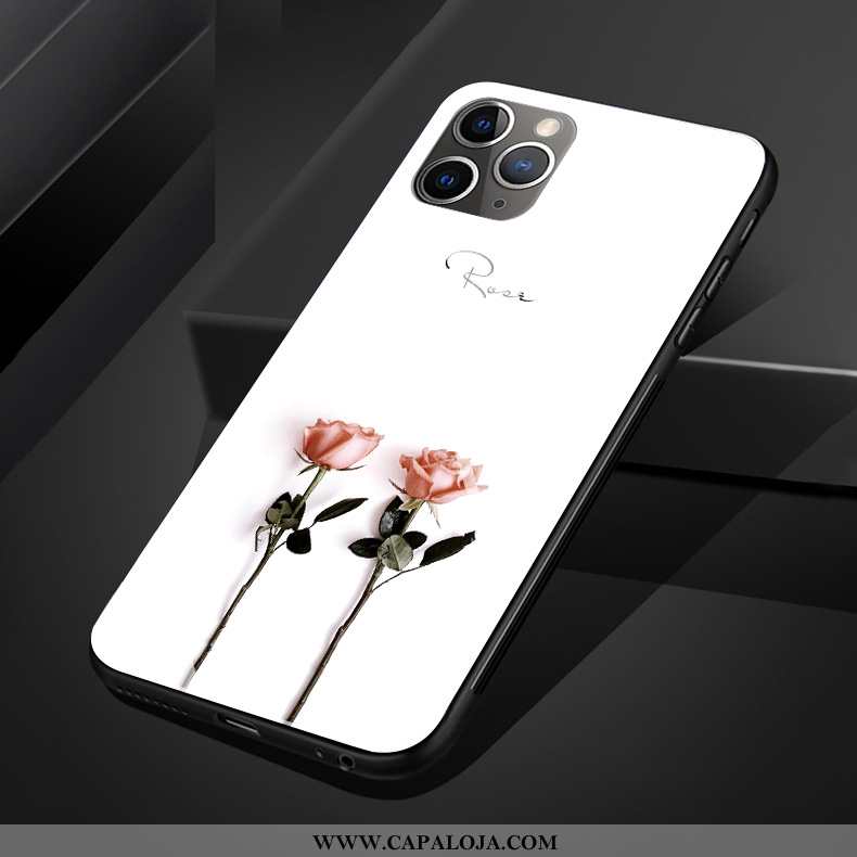 Capa iPhone 11 Pro Max Vidro Telinha Rose Capas Branco, iPhone 11 Pro Max Personalizado Baratas