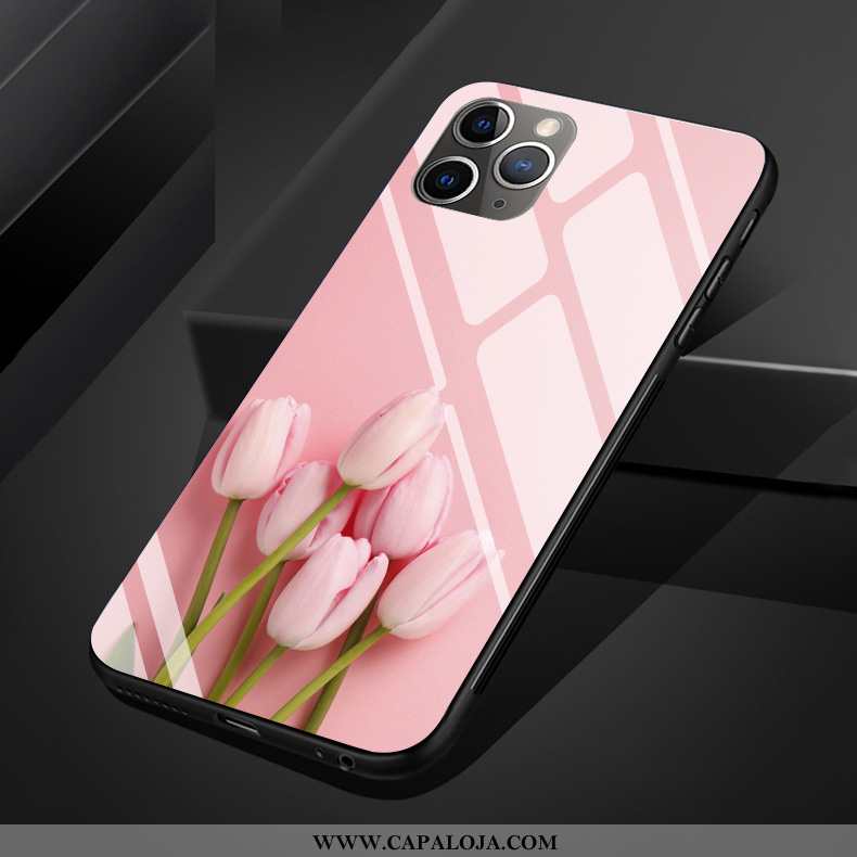 Capa iPhone 11 Pro Max Vidro Telinha Rose Capas Branco, iPhone 11 Pro Max Personalizado Baratas