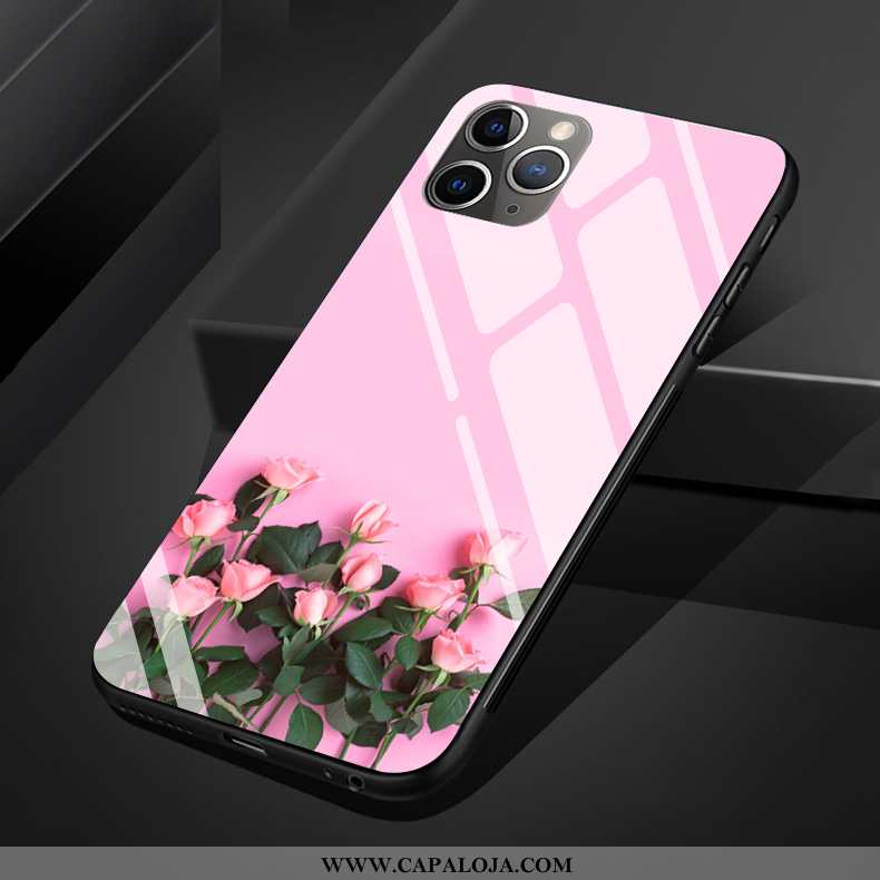 Capa iPhone 11 Pro Max Vidro Telinha Rose Capas Branco, iPhone 11 Pro Max Personalizado Baratas