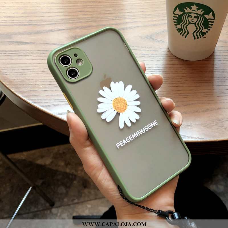 Capa iPhone 11 Silicone Capas Crisântemo Cases Verde, iPhone 11 Protetoras Promoção