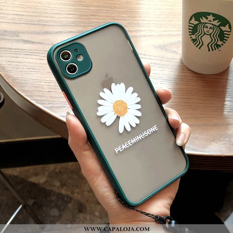 Capa iPhone 11 Silicone Capas Crisântemo Cases Verde, iPhone 11 Protetoras Promoção