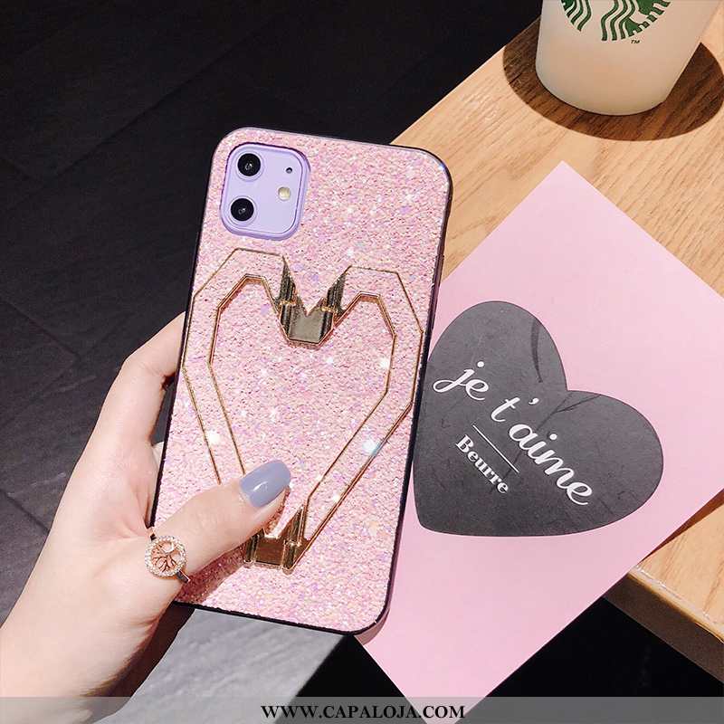 Capa iPhone 11 Super Couro Rosa Slim, Capas iPhone 11 Protetoras Baratos