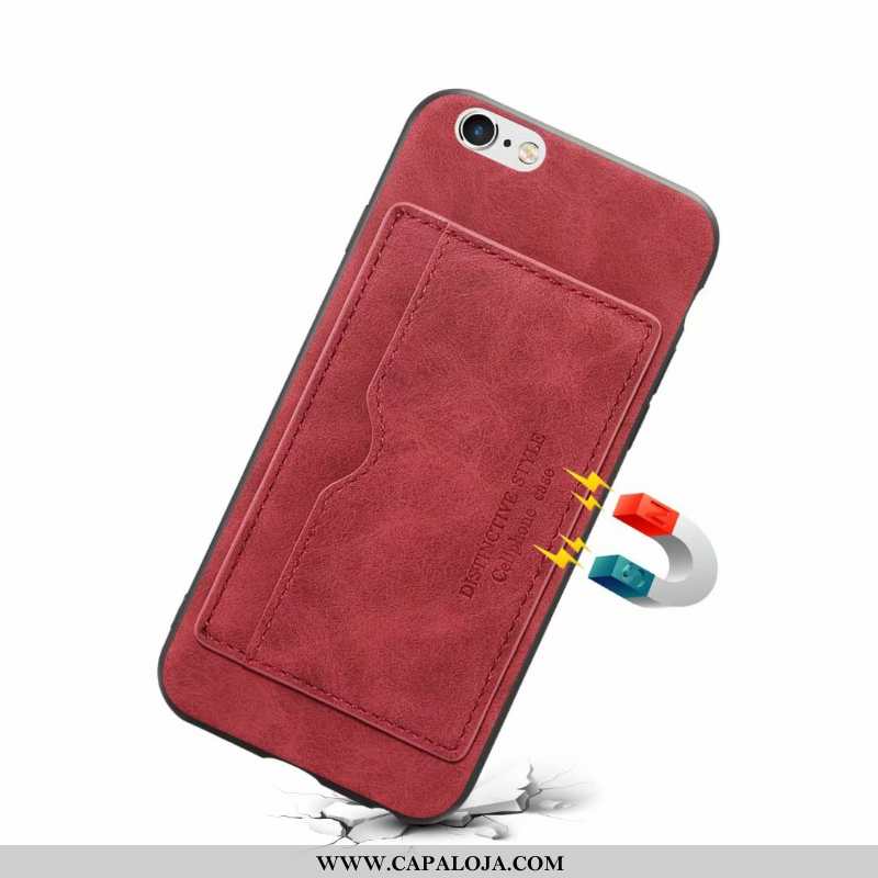 Capa iPhone 6/6s Plus Protetoras Lisas Telemóvel Vermelha Vermelho, Capas iPhone 6/6s Plus Couro Com