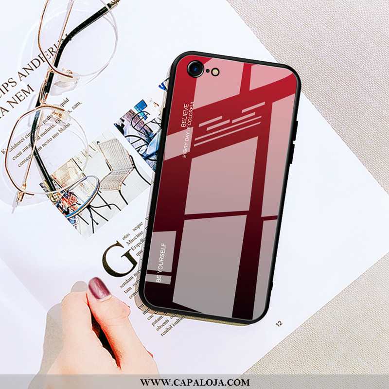 Capa iPhone 6/6s Vidro Colorido Soft Gradiente Vermelho, Capas iPhone 6/6s Tendencia Barato