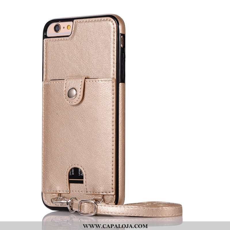 Capa iPhone 7 Cordao Pu Protetoras Dourada Dourado, Capas iPhone 7 Couro Barato