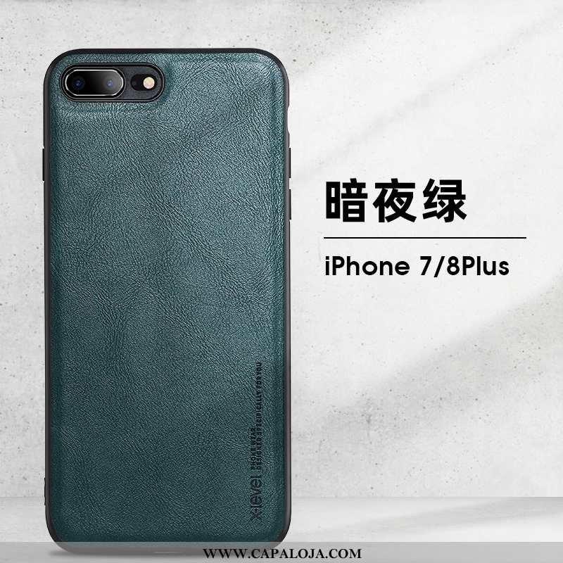 Capa iPhone 8 Plus Couro De Grau Azul Capas, iPhone 8 Plus Tendencia Promoção