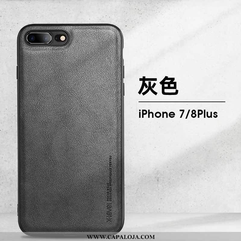 Capa iPhone 8 Plus Couro De Grau Azul Capas, iPhone 8 Plus Tendencia Promoção