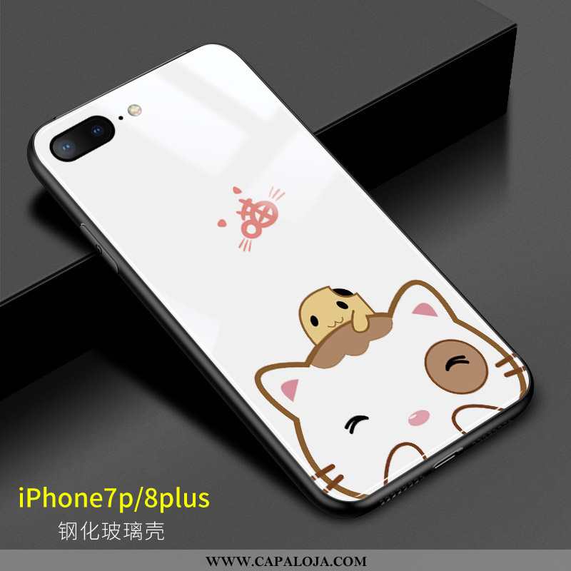 Capa iPhone 8 Plus Desenho Animado Telemóvel Rosa Gato Branco, Capas iPhone 8 Plus Bonitos Venda