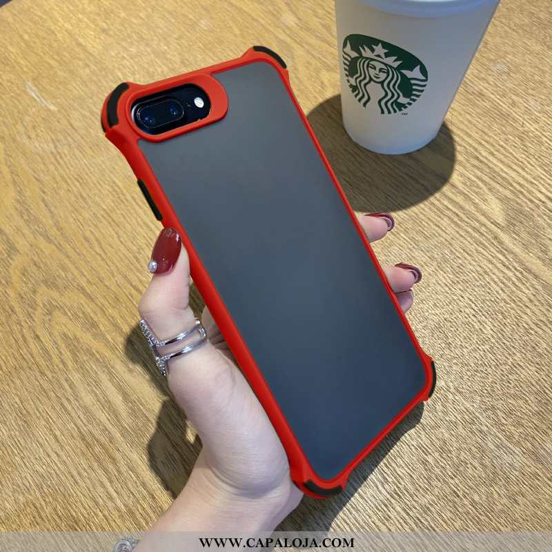 Capa iPhone 8 Plus Fosco Malha De Grau Simples Vermelho, Capas iPhone 8 Plus Silicone Baratas