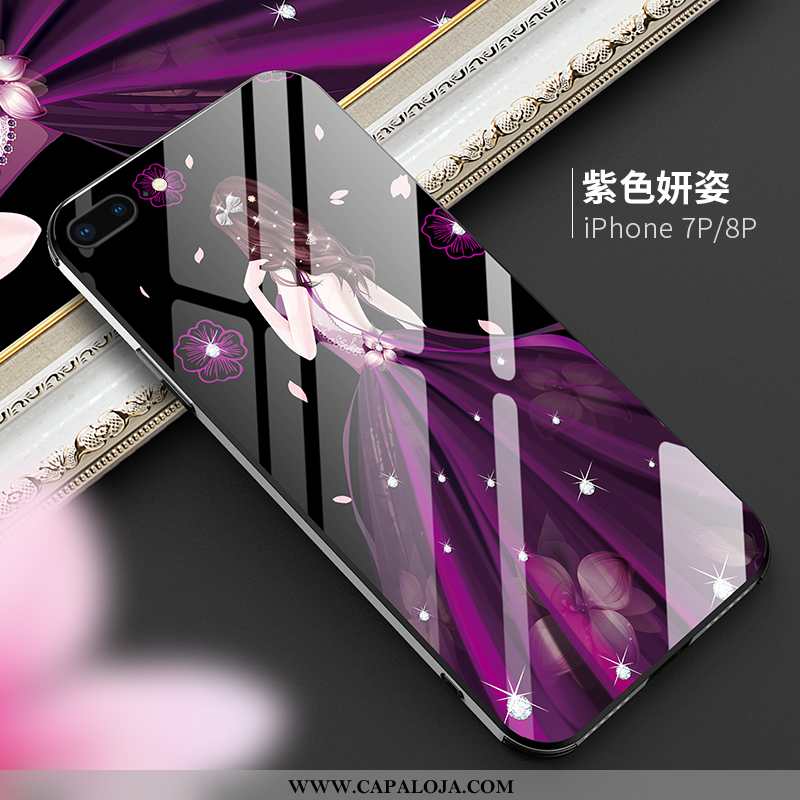 Capa iPhone 8 Plus Luxo Vermelha Frente Malha Roxo, Capas iPhone 8 Plus Personalizado Promoção