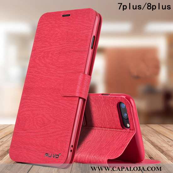 Capa iPhone 8 Plus Protetoras Soft Couro Pu Vermelho, Capas iPhone 8 Plus Silicone Barato