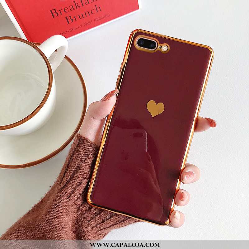 Capa iPhone 8 Plus Silicone Masculino Antiqueda Capas Vermelho, iPhone 8 Plus Tendencia Barato