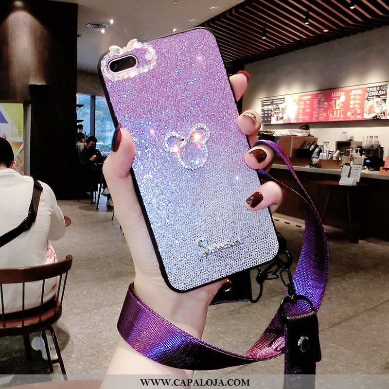 Capa iPhone 8 Plus Silicone Telemóvel Criativas Vermelha Roxo, Capas iPhone 8 Plus Strass Barato