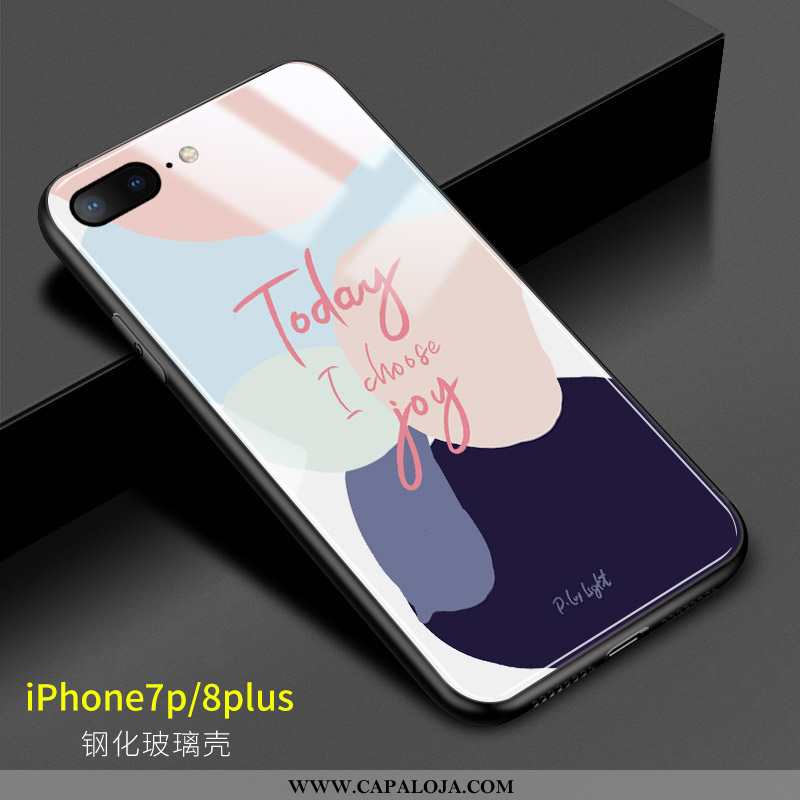 Capa iPhone 8 Plus Vidro Minimalista Rosa Tendencia, Capas iPhone 8 Plus Personalizado Baratas