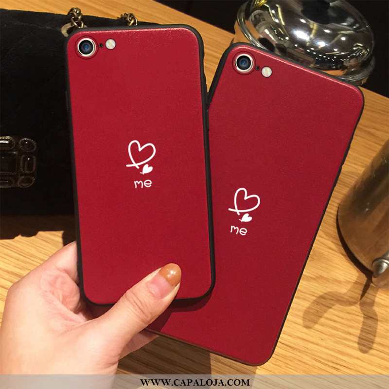 Capa iPhone 8 Protetoras Coração Casal Vermelha Vermelho, Capas iPhone 8 Silicone Baratas