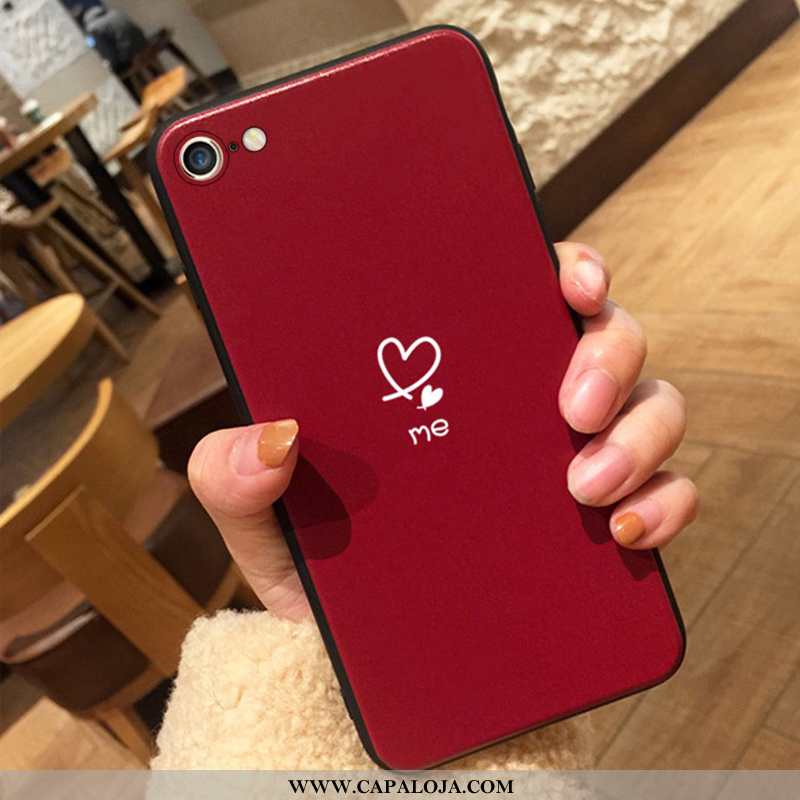 Capa iPhone 8 Protetoras Coração Casal Vermelha Vermelho, Capas iPhone 8 Silicone Baratas