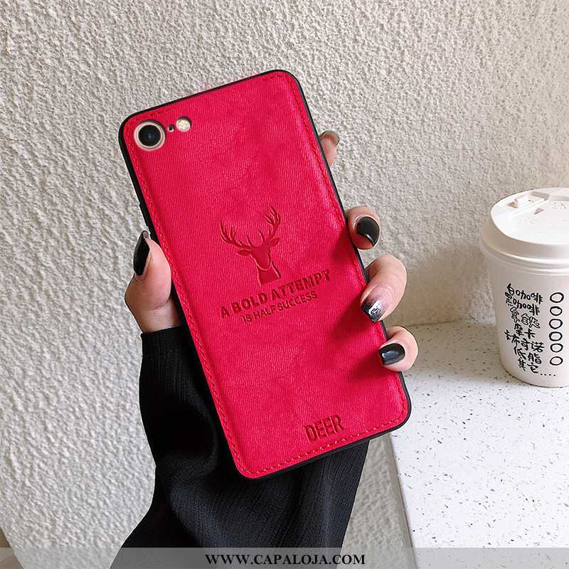 Capa iPhone 8 Silicone Pano Vermelha Telemóvel Cinza, Capas iPhone 8 Personalizada Online