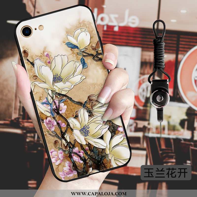 Capa iPhone 8 Soft Silicone Floral Tendencia Azul, Capas iPhone 8 Protetoras Barato