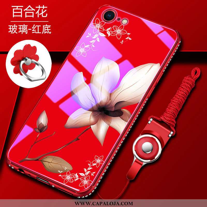 Capa iPhone 8 Tendencia Florido Antiqueda Vidro Vermelho, Capas iPhone 8 Soft Online