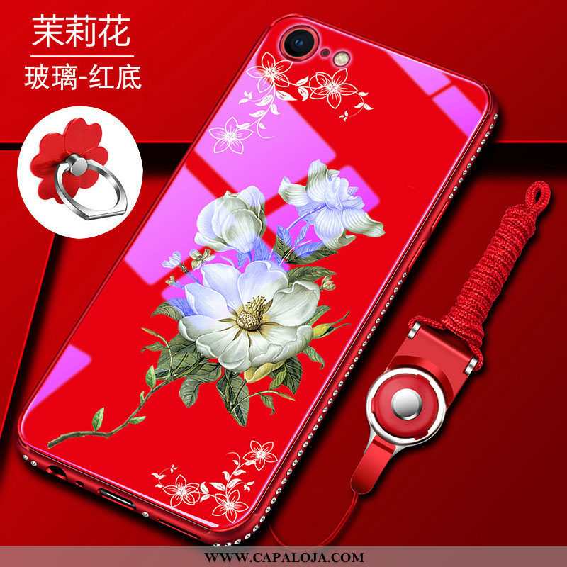 Capa iPhone 8 Tendencia Florido Antiqueda Vidro Vermelho, Capas iPhone 8 Soft Online