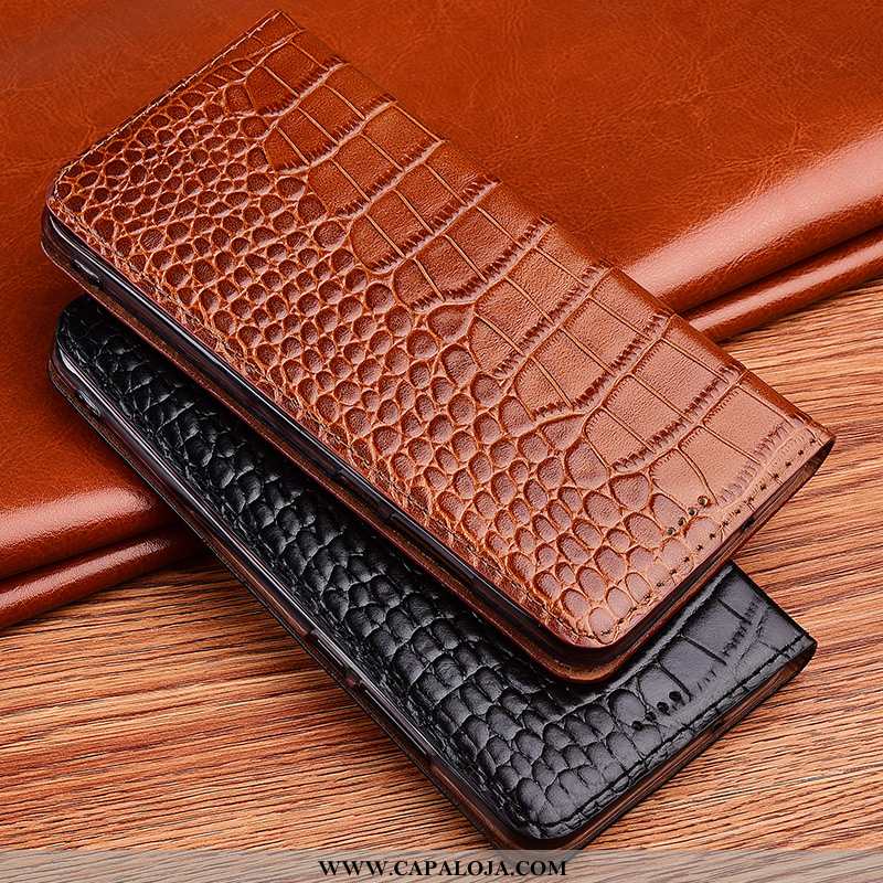 Capa iPhone X Criativas Couro Crocs Cover Castanho, Capas iPhone X Couro Legitimo Promoção