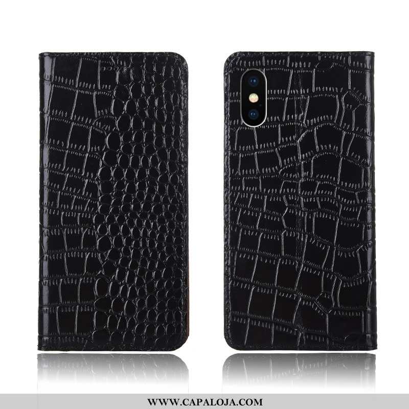 Capa iPhone X Criativas Couro Crocs Cover Castanho, Capas iPhone X Couro Legitimo Promoção