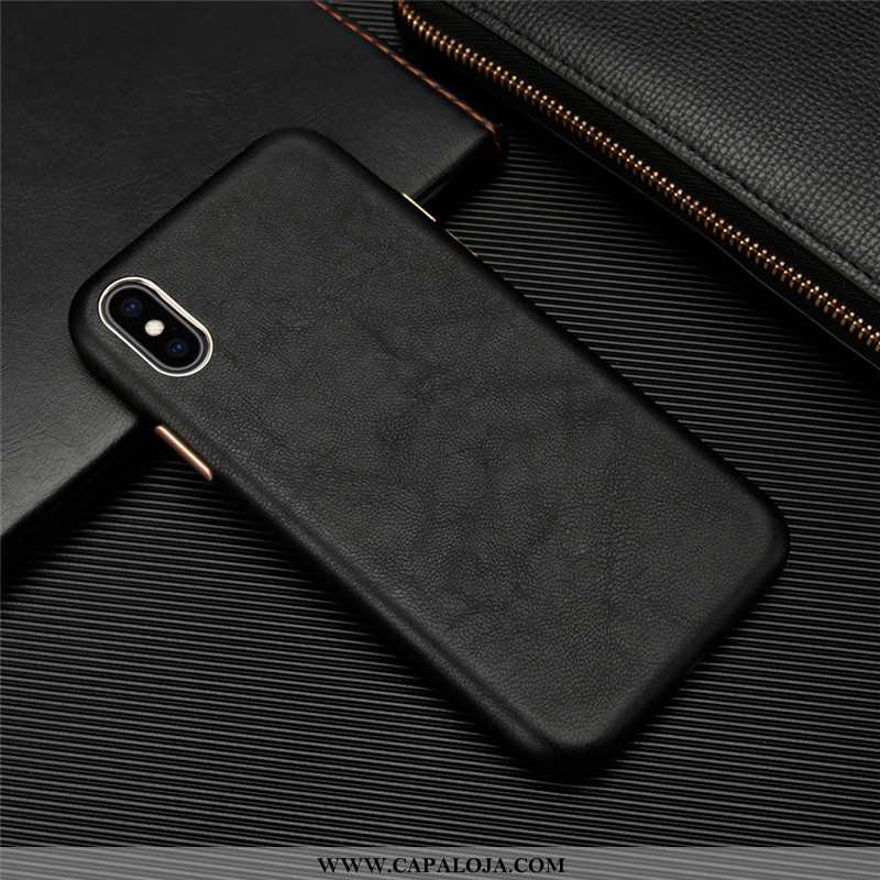 Capa iPhone X Personalizada Antiqueda Telemóvel Cases Preto, Capas iPhone X Couro Legitimo Barato