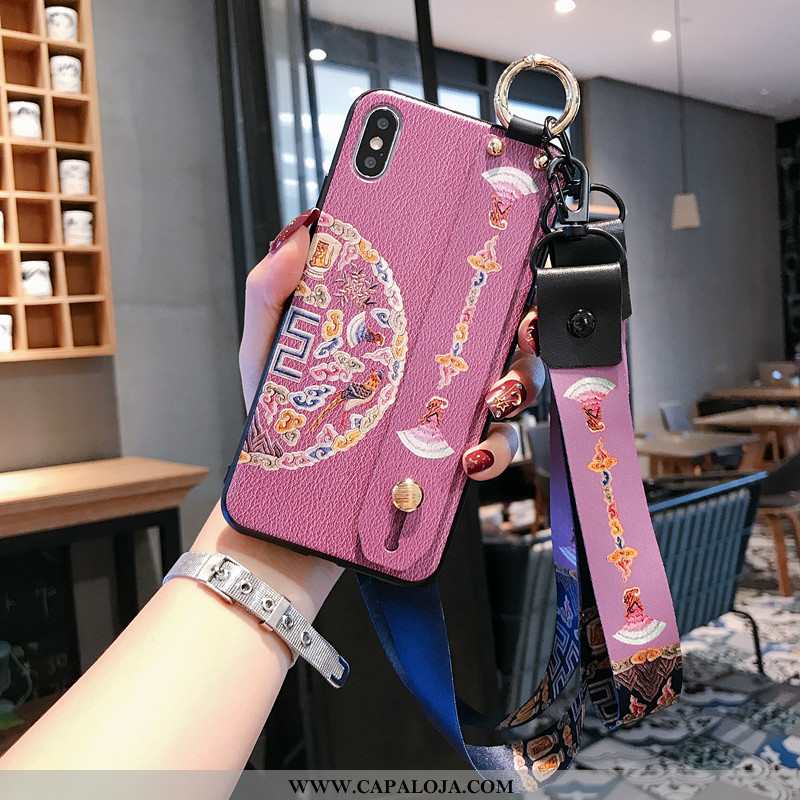 Capa iPhone X Retro De Grau Midi Feminino Rosa, Capas iPhone X Cordao Online