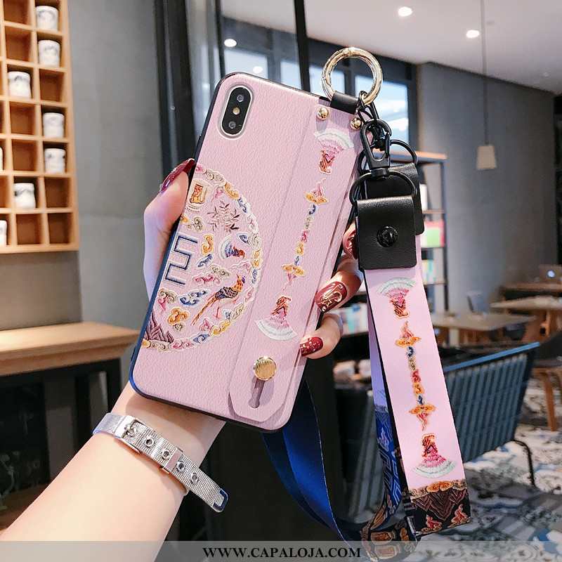 Capa iPhone X Retro De Grau Midi Feminino Rosa, Capas iPhone X Cordao Online