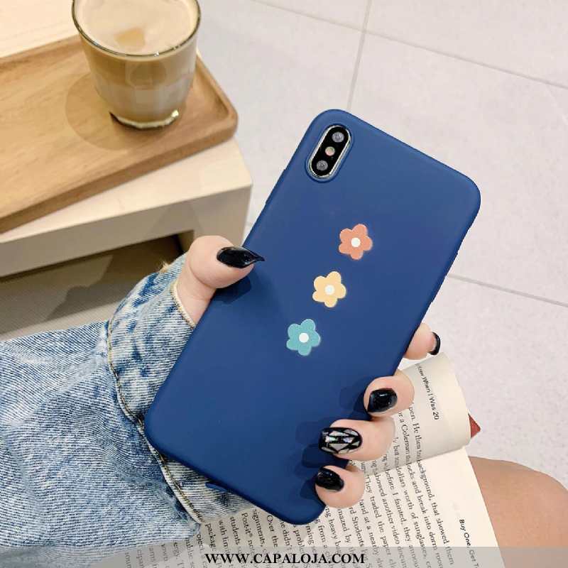 Capa iPhone X Silicone Feminino Antiqueda Azul, Capas iPhone X Tendencia Baratos