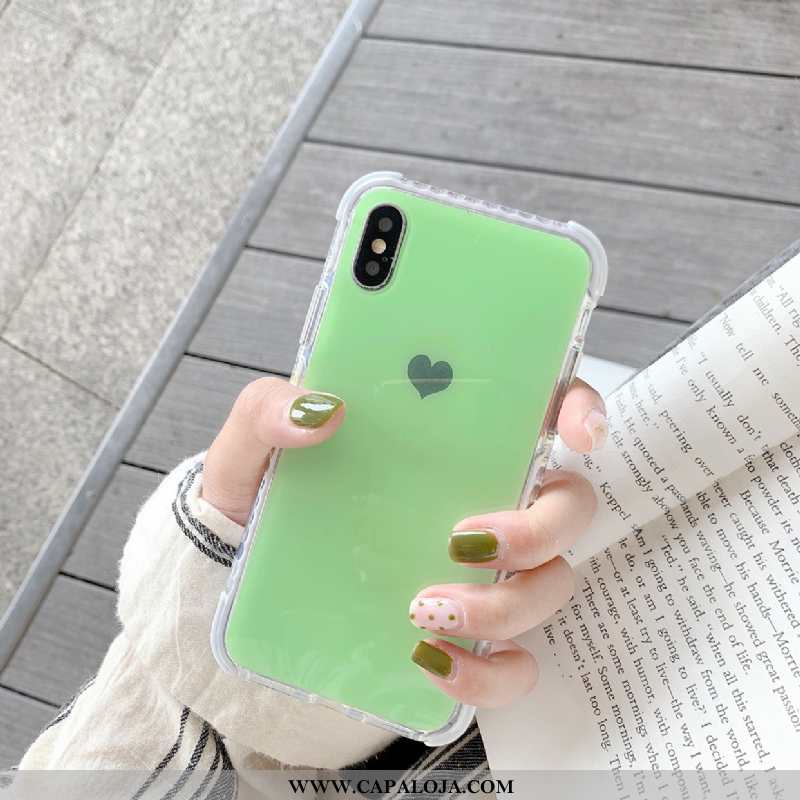 Capa iPhone X Silicone Feminino Lisas Antiqueda Verde, Capas iPhone X Tendencia Venda