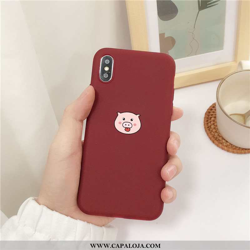 Capa iPhone X Silicone Pequena Telemóvel Casal Vermelho, Capas iPhone X Fosco Venda