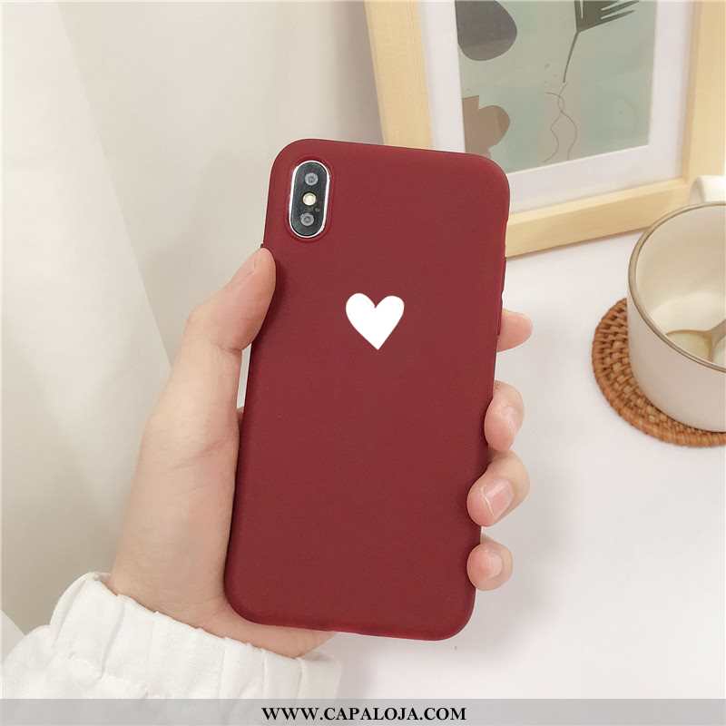 Capa iPhone X Silicone Pequena Telemóvel Casal Vermelho, Capas iPhone X Fosco Venda