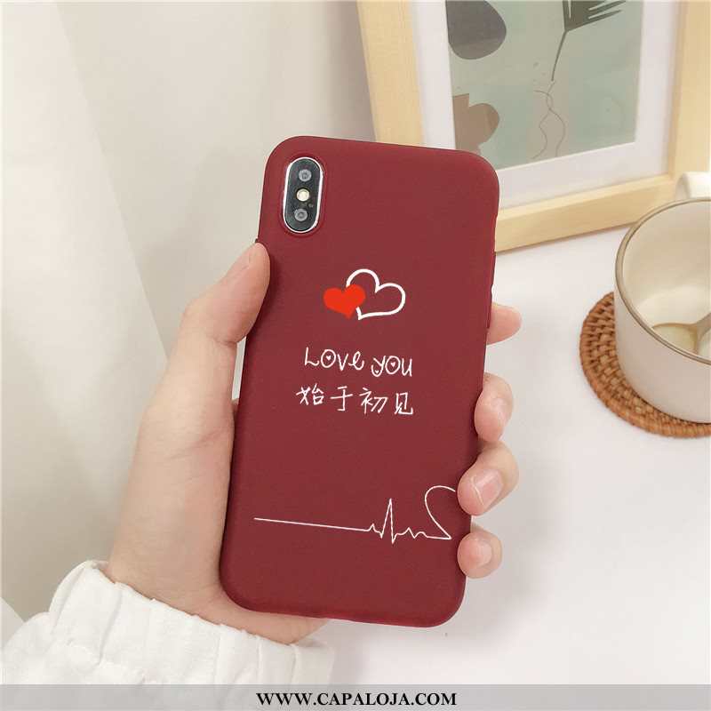 Capa iPhone X Silicone Pequena Telemóvel Casal Vermelho, Capas iPhone X Fosco Venda