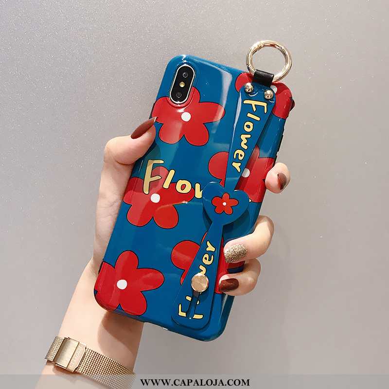 Capa iPhone X Silicone Suporte Floridas Pequena Vermelho, Capas iPhone X Criativas Barato