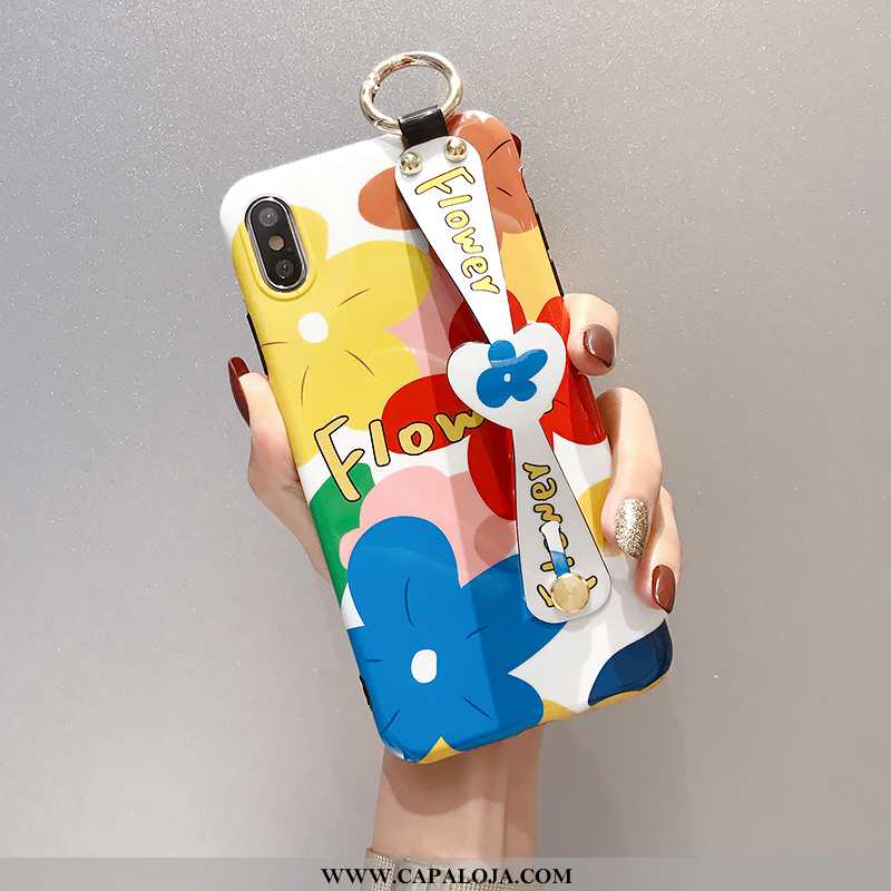 Capa iPhone X Silicone Suporte Floridas Pequena Vermelho, Capas iPhone X Criativas Barato